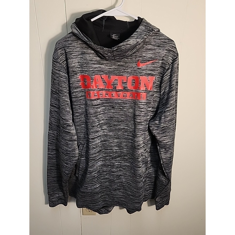 Dayton Basketball Nike Dri-Fit Basketball Pullover Hoodie Mens L EUC Gray